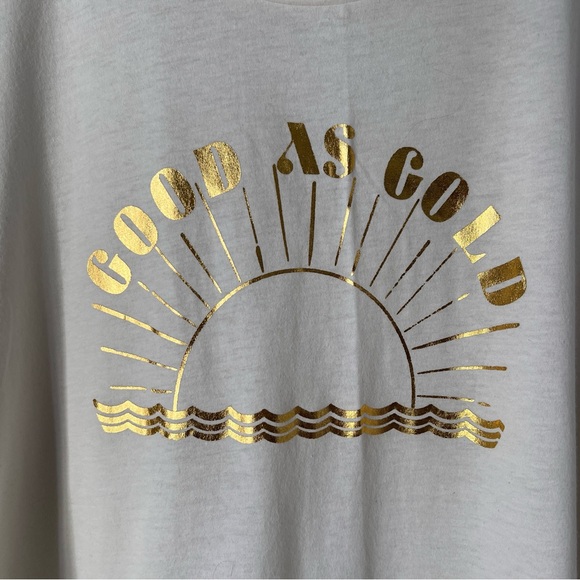 Saltwater Luxe White and Gold Sleeveless Tee L - Picture 5 of 6